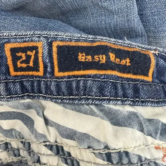 Rock Revival Jeans Womens 27 (4) Blue Anzelie Easy Boot Faux Pocket Flaps Blingy - Picture 8 of 16